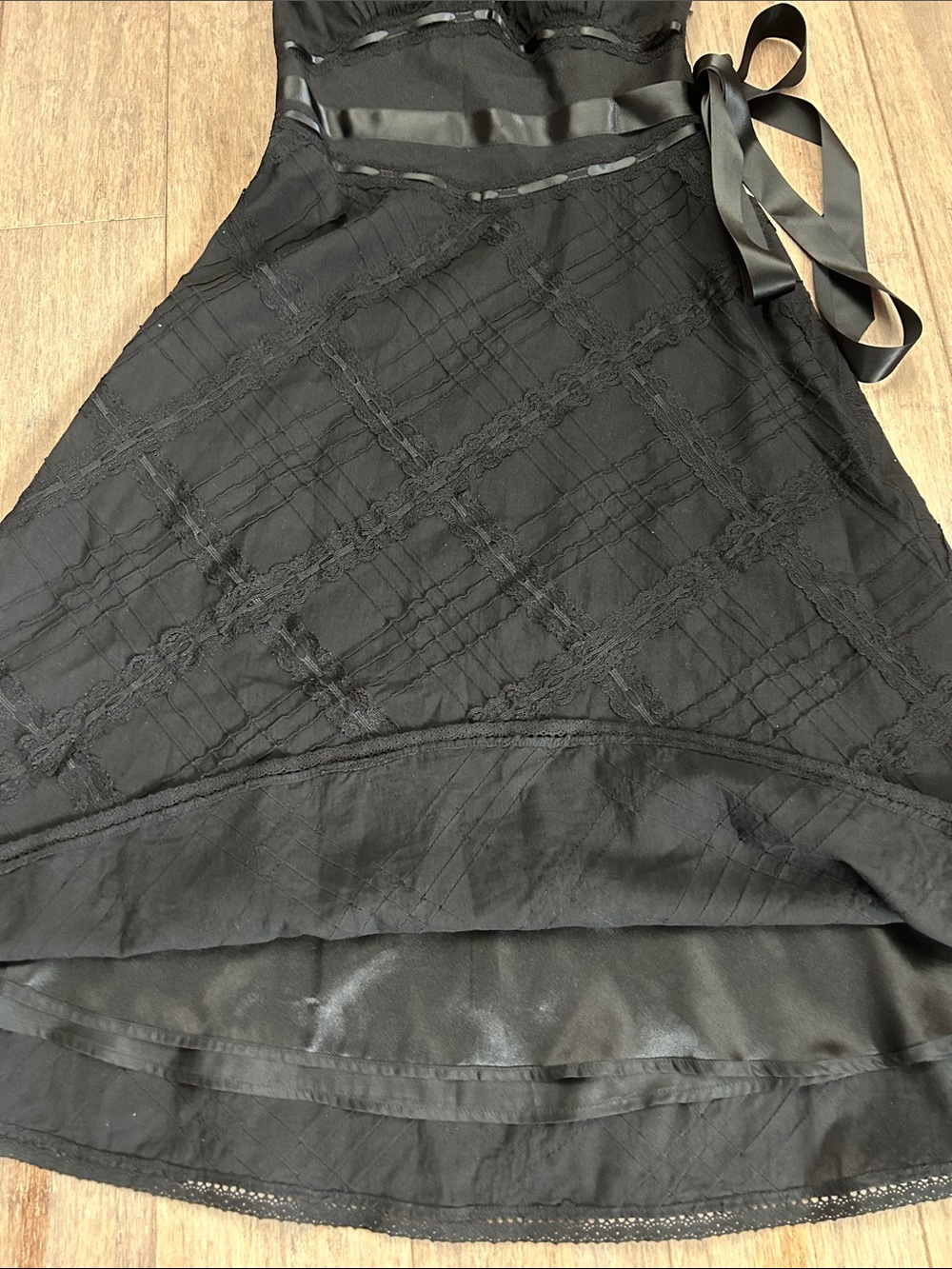 VTG Y2K Lydia Procanik Cotton Ribbon Lace Slip Dress with Satin Waist Tie sz 2 - Picture 8 of 15